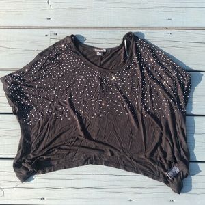 forever 21 | size small black crop top tee with gemstone sparkles